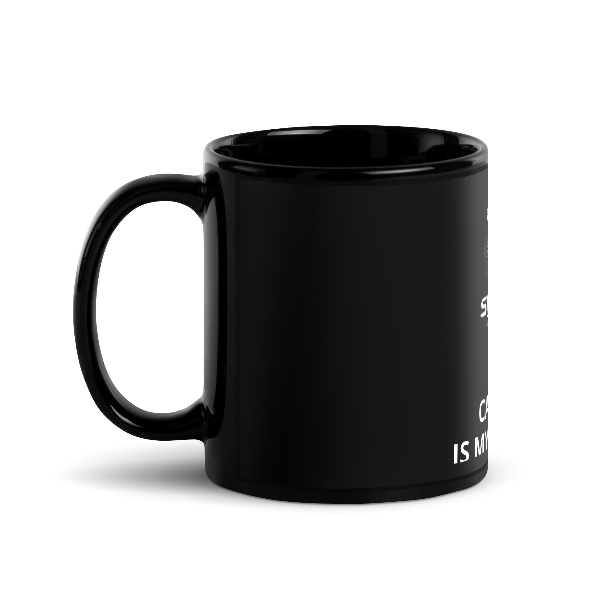 Black 11 oz sysVoid mug with handle on left