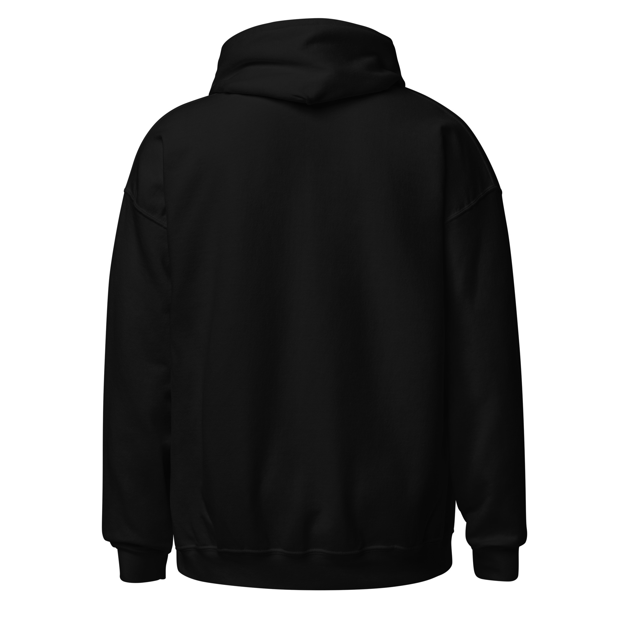 Black sysVoid hoodie, plain back view
